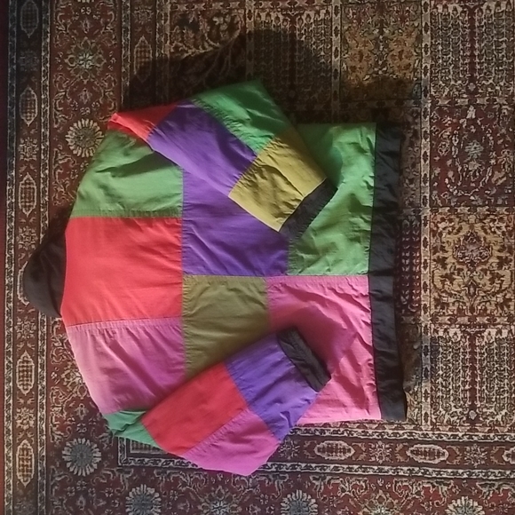 Multicolor Patchwork London Fog Jacket - Picture 3 of 3